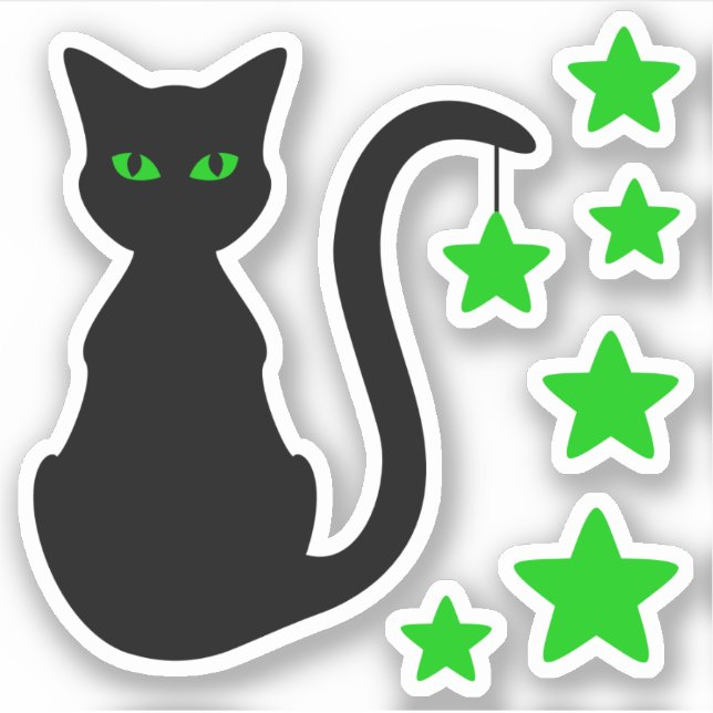 Black Cat Stars Vinyl Stickers (Front)