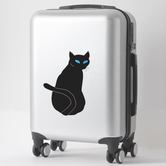 Black Cat Sticker with Blue Eyes (Suitcase)