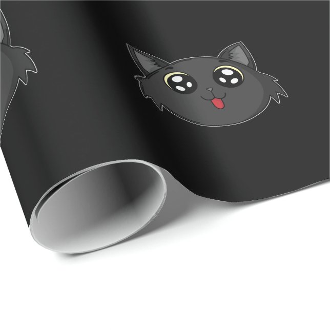 black cat sticks tongue wrapping paper (Roll Corner)