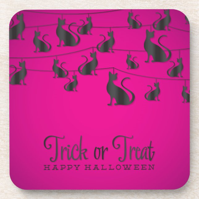 Black cat string coaster (Front)