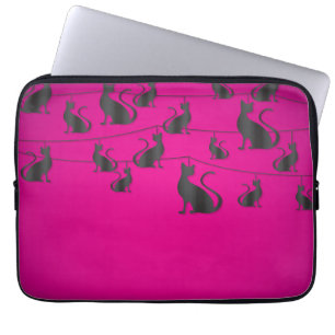 Black cat string laptop sleeve