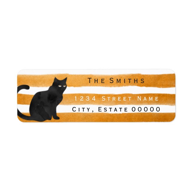 Black cat stripes address label return address label (Front)