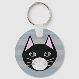 Black Cat, Stripes Key Ring