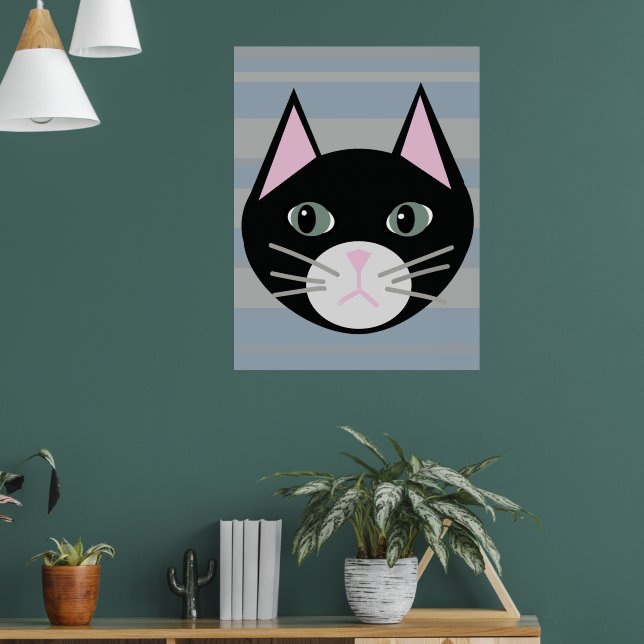 Black Cat, Stripes Poster (Living Room 1)