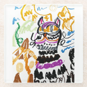 Black Cat style autumn Glass Coaster