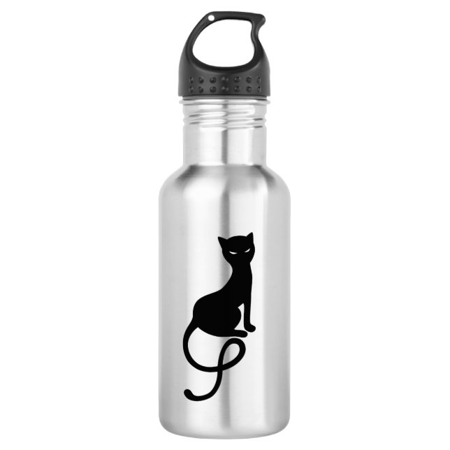 Black Cat Stylish Beautiful Kitty 532 Ml Water Bottle (Front)