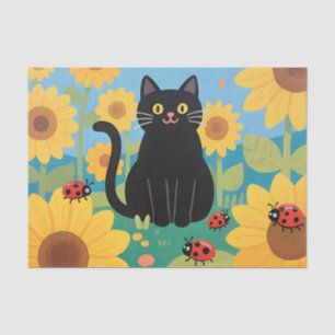 Black Cat Sunflowers Ladybugs Tissue Paper