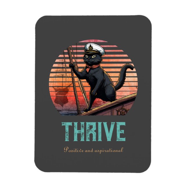 Black Cat Sunset: A Voyage to THRIVE Card Magnet (Vertical)