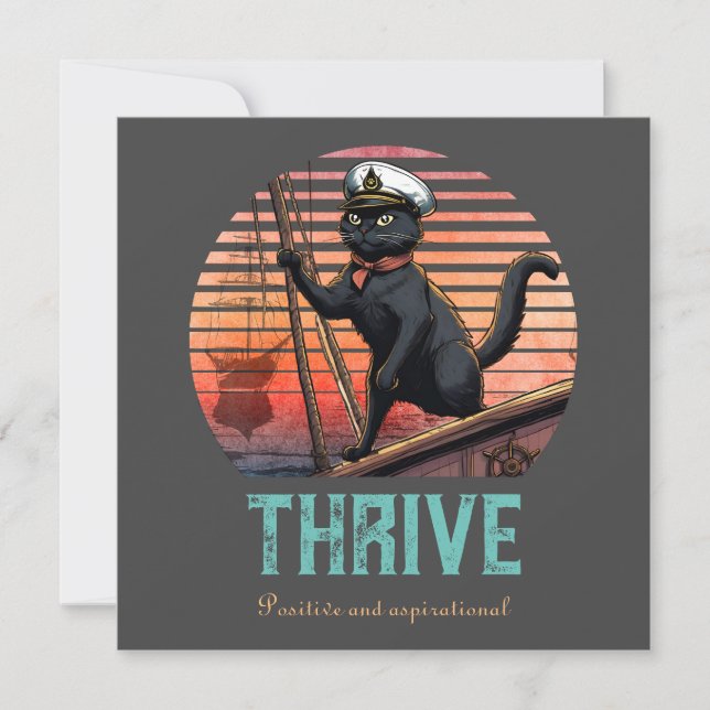 Black Cat Sunset: A Voyage to THRIVE Invitation (Front)
