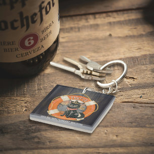 Black Cat Sunset: A Voyage to THRIVE Square Key Ring