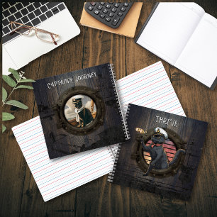 Black Cat Sunset: A Voyage to THRIVE Square Notebook
