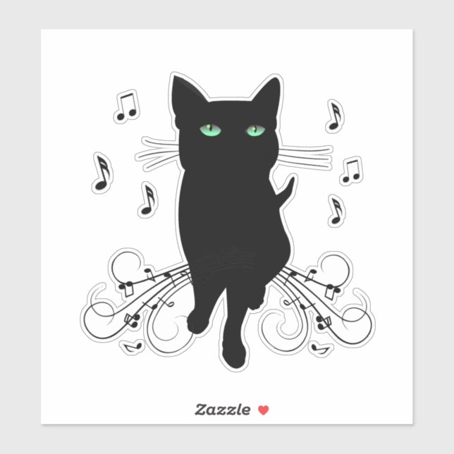 Black Cat Surrounded by Whispering Notes of Music (Sheet)