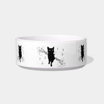 Black Cat Surrounded by Whispering Notes of Music