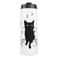 Black Cat Surrounded by Whispering Notes of Music