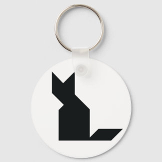 Black cat Tangram Key Ring