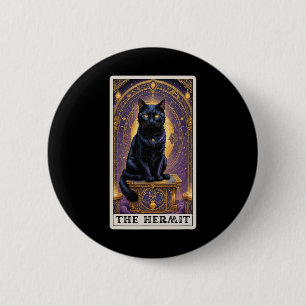 Black Cat Tarot Card The Hermit Halloween Childles 6 Cm Round Badge