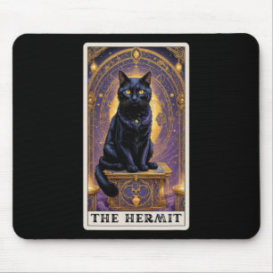 Black Cat Tarot Card The Hermit Halloween Childles Mouse Pad