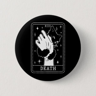 Black Cat Tarot Death Halloween Witchy Cat Lover 6 Cm Round Badge