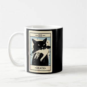 Black Cat Tarot Death Halloween Witchy Cat Lover Coffee Mug