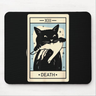 Black Cat Tarot Death Halloween Witchy Cat Lover Mouse Pad