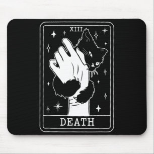 Black Cat Tarot Death Halloween Witchy Cat Lover Mouse Pad