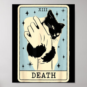 Black Cat Tarot Death Halloween Witchy Cat Lover Poster