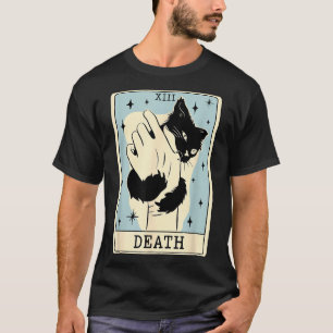 Black Cat Tarot Death Halloween Witchy Cat Lover T-Shirt