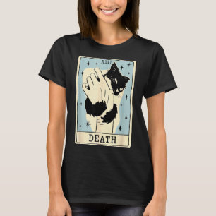 Black Cat Tarot Death Halloween Witchy Cat Lover T-Shirt