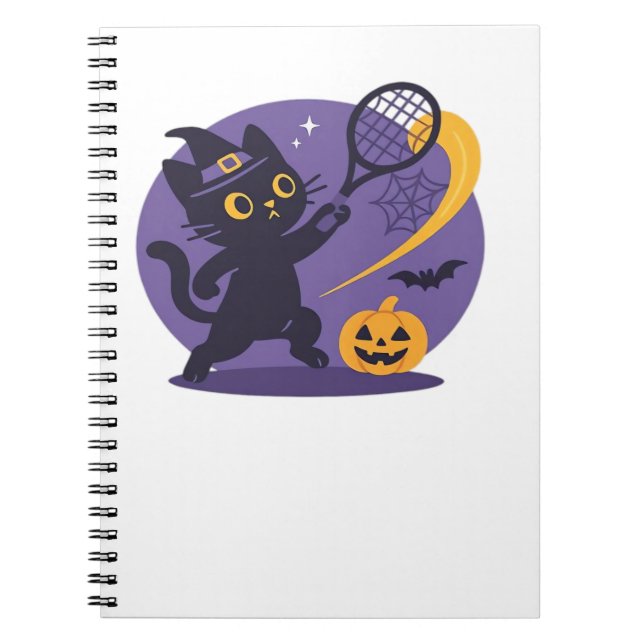 Black Cat Tennis Serve Essential T-Shirt Notebook (Front)