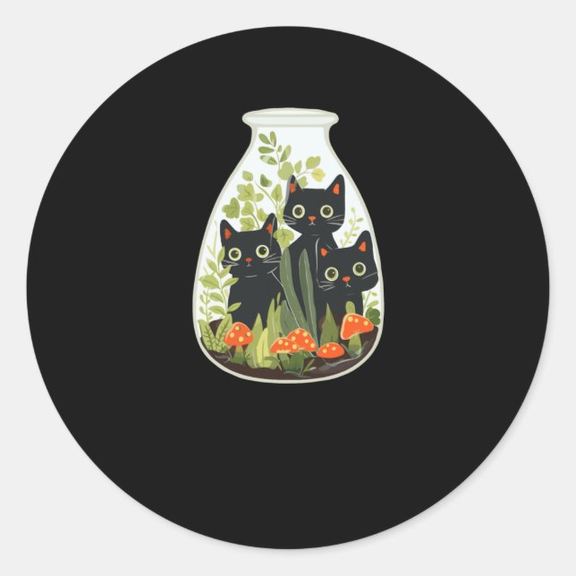 Black Cat Terrarium Sticker  (Front)