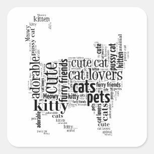 Black Cat text design Square Sticker