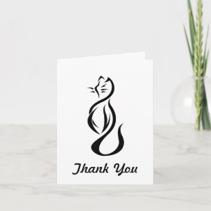 Black cat Thank You Note Card