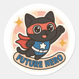 black cat the future hero classic round sticker