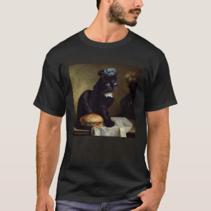 Black Cat Thinking Hamburger T-Shirt