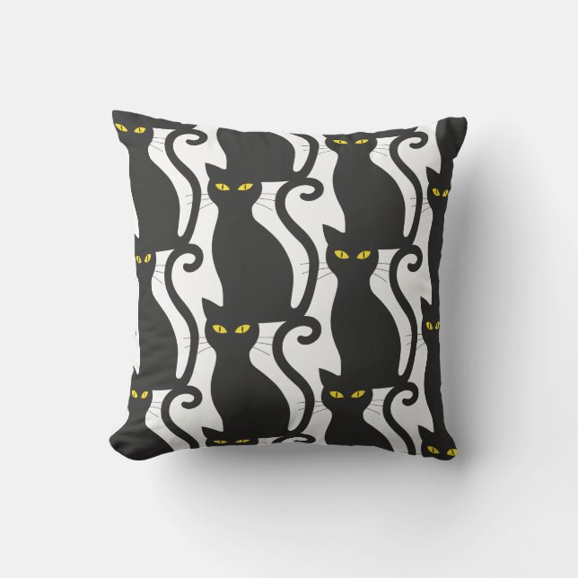 Black Cat Throw Pillow (Front)