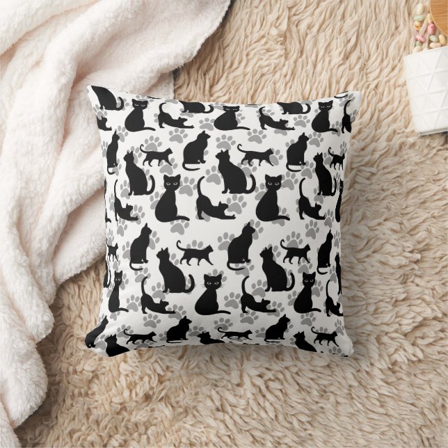 Black Cat Throw Pillow | Halloween Home Dec (Blanket)