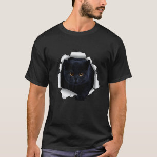 Black Cat Torn Cloth T-Shirt