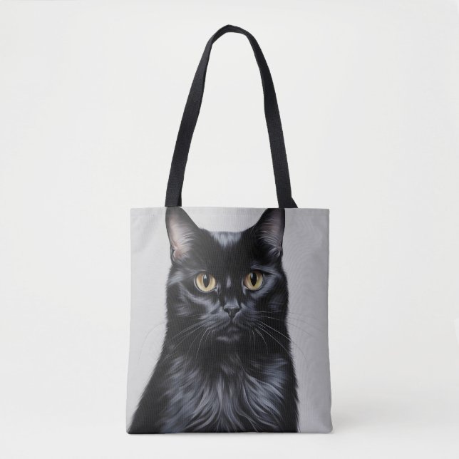 Black Cat Tote Bag (Front)