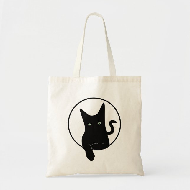 Black cat tote bag (Front)