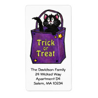 Black Cat "Trick or Treat" Address Label