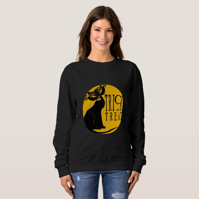 Black Cat Trick or Treat Sweatshirt (Front Full)