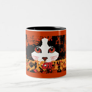 Black Cat Trick or Treat Two-Tone Coffee Mug