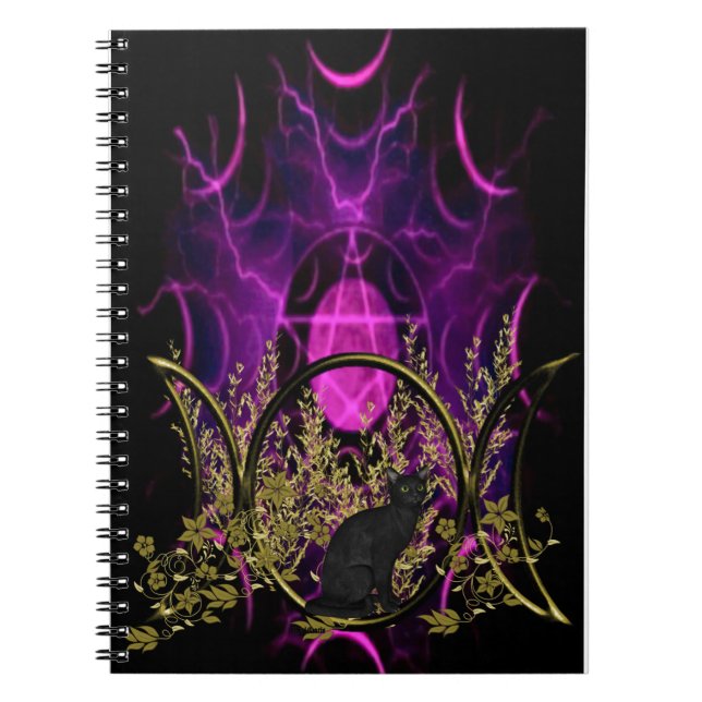 Black Cat Triple Moon Symbol Notebook (Front)