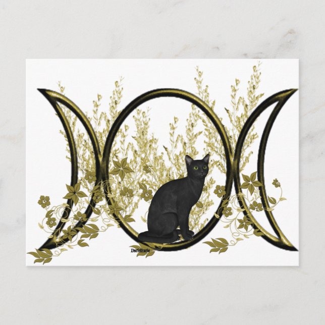 Black Cat Triple Moon Symbol Postcard (Front)