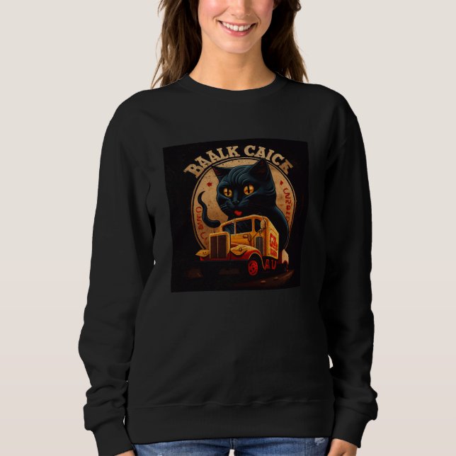 Black Cat Truck Driver Mac And Cheese Sweatshirt (Front)