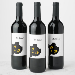 Black Cat Twins Themed Wine Label