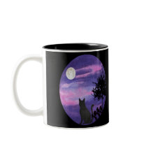 Black Cat Under Moon – cat lovers mug