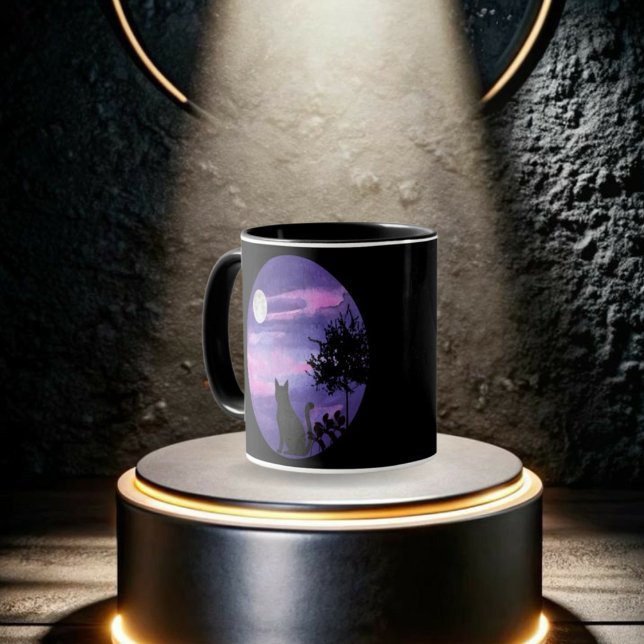 Black Cat Under Moon – cat lovers mug (Creator Uploaded)