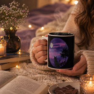 Black Cat Under Moon – cat lovers mug
