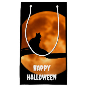 Black Cat Under Orange Moon  Small Gift Bag